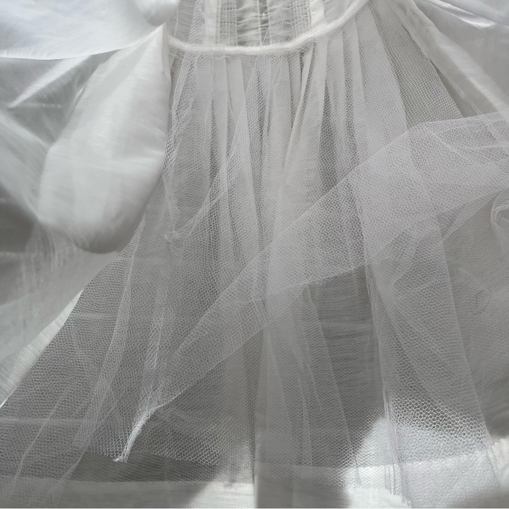 Vintage 1950 Cottagecore Pristine White Fit and Flare Elegant Feminine Dress S - Picture 9 of 9